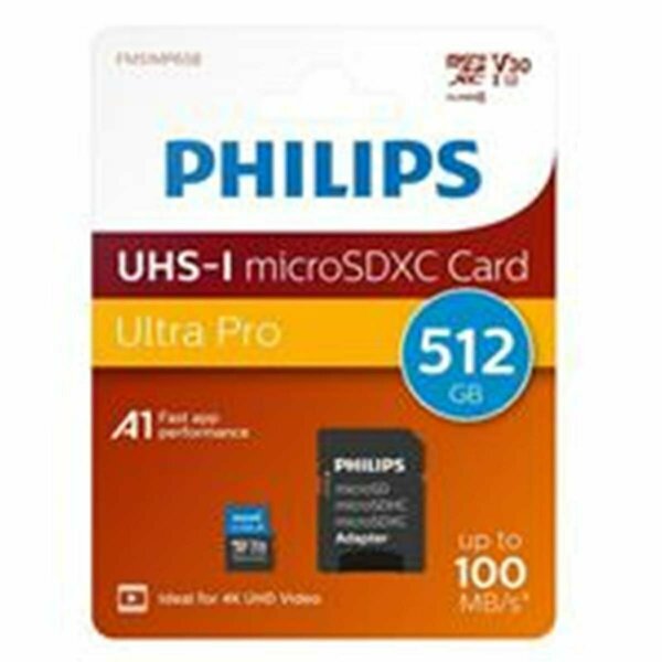 Signify MicroSDXC Cl10 UHS-I U3 512GB Flash Memory Card with Adapter PH96391